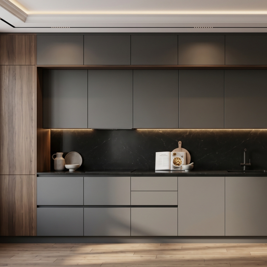 Прямая кухня «Графит Вуд 3.0»