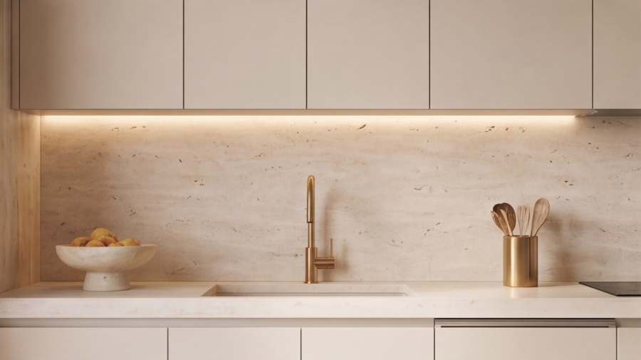 Прямая кухня «Травертин Беж 3.6»